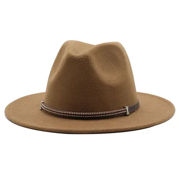 Negru Fedoras Hat Pentru Barbati Femei Pălărie, Pălării Panama Europeană stil American Margine Largă Centura de Jazz Capac Toamna шапка мужская Imagine 4