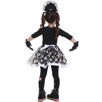 Pettiskirt Fete de Halloween Fantoma Schelet Papusa Costume Copii Copii morți de mers pe jos de Cosplay Carnaval de Purim joc de Rol rochie de petrecere Imagine 4