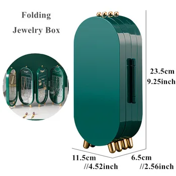 Pliabil cutie de bijuterii cu oglindă bijuterii cercei colier inel cutie de depozitare creative ecran rabatabil raft de depozitare Imagine 4