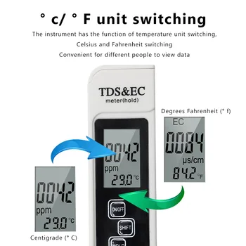 Portabil de Calitate a Apei Tester TDS CE Digital de Testare a Apei Pen Puritatea Apei Verifica 0-9999 ppm Contorul de Măsurare a Temperaturii Monitor Imagine 4