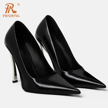 PRXDONG Nou Sexy pentru Femei Pantofi de Primavara-Vara Qulaity din Piele Tocuri Ascuțite Toe Negru Roz Rochie de Petrecere, Pantofi de Nunta Pompe Imagine 4