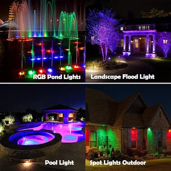 RGB APP Bluetooth Inteligent Lumina de Peisaj în aer liber, Grădină, Fântână, Piscină Iaz Reflectoarelor Impermeabil 10W RGB LED Lampi Subacvatice Imagine 4