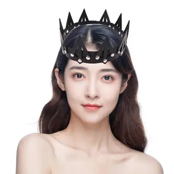 royal Crown Diadema Retro Stil Caciula Neagra Decorative pentru Printesa Decoratiuni Ziua de nastere Imagine 4