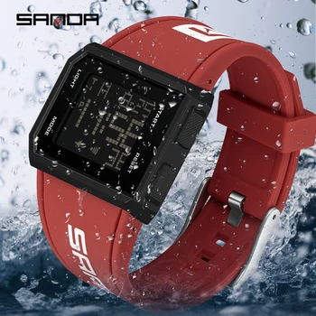 SANDA Nouă Bărbați Sport Electronic Ceas Silicon Curea Luminos rezistent la apa 30M CONDUS Analogic Digital Ceas Electronic Reloj hombre Imagine 4