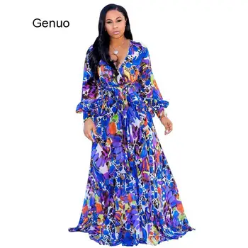 Sifon Maneca Lunga Maxi Rochie de Femei din Africa de Îmbrăcăminte Dashiki de Imprimare de Moda Material Rochii Boeme 5XL Rochie de Plaja Imagine 4