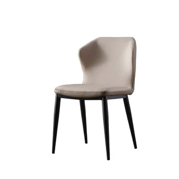 Simplu din fier forjat din piele de scaun de luat masa Nordic restaurant Italian minimalist spătarul moale sac din fier forjat, scaun Imagine 4