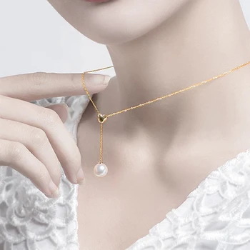 Sinya Drăguț Multifunctional perla Pandantiv 18k Au750 colier de aur pentru femei fete iubitor de uzura lungime reglabila Imagine 4