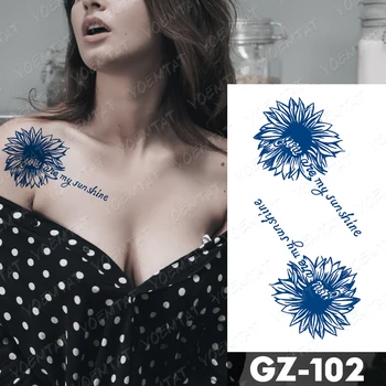 Suc De Cerneală Durată Impermeabil Tatuaj Temporar Autocolant Floare Trandafir Bujor Floarea-Soarelui, Crizantema Flash Tatuaj Fals Femeie Body Art Imagine 4