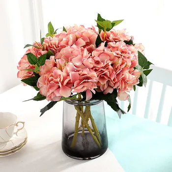 Viu Flori Artificiale Real Atingere de Mătase Mare Floare Hortensie Mireasa Buchet de Nunta de Decorare Acasă Desktop DIY Ambarcațiuni Florale Imagine 4