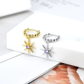 YUXINTOME Argint 925 Ac Octogonal Star Diamond Cercei Pentru Femei de Moda coreeană femeiesc Picătură Cercei Bijuterii Imagine 4