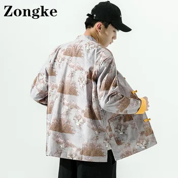 Zongke Stil Chinezesc Sacou Casual Barbati Haine Stil coreean Mens Jacheta Haina Streetwear 5XL 2022 Primăvară Noi Sosiri Imagine 4