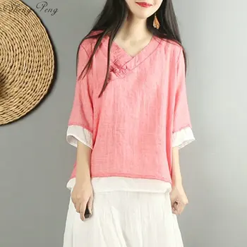 2019 Nou Haine Tradițională Chineză Topuri De Femei Bluze Lenjerie De Pat Buton De Cămașă Oriental Feminin Cheongsam Sus China Îmbrăcăminte G153 Imagine 5