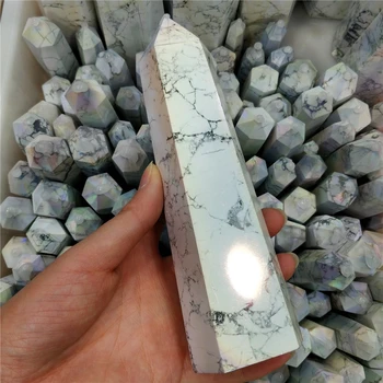 Alb Natural Howlite Punct De Cristal De Cuarț Minerală Turn De Piatră Înger Aura De Galvanizare Obelisc Estetice Accesorii Pentru Decor Imagine 5