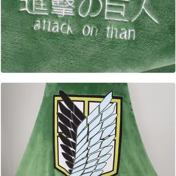 Anime Atac pe Titan Scout Regimentul Aripi de Libertate Cosplay Costum Verde de Pluș Flanel Mantie Prosop de Baie Bărbat Femeie Costum Petrecere Imagine 5