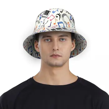 Buna Bate - Note Muzicale si Simboluri reflectorizante Găleată Pălărie Bărbați Femei Pălărie Găleată în aer liber protecție Solară Plajă Pălărie de Soare Drumeții, Pescuit Capac Imagine 5