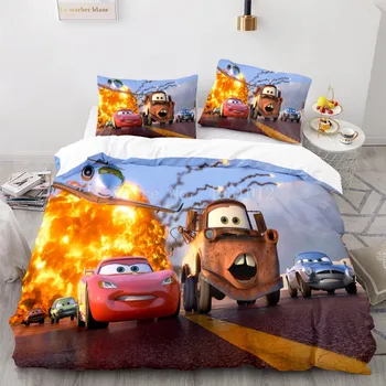 Desene animate Cars Mc Queen Surpriză Seturi de lenjerie de Pat 3D de Imprimare Carpetă Acopere Desene animate Quilt Capac pentru Decor Dormitor Lenjerii de pat Imagine 5