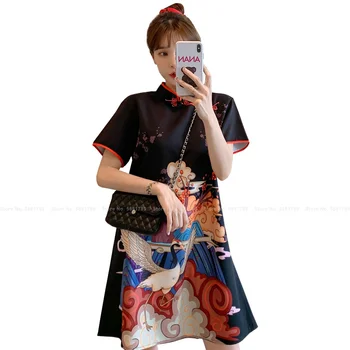 Femei Retro Qipao Rochie Stil Chinezesc Cheongsam Doamna De Moda Elegante, Rochii Mini Oriental Tradițional De Îmbrăcăminte De Epocă Vestidos Imagine 5