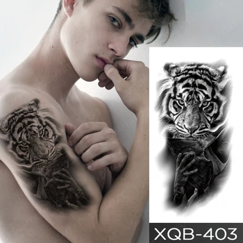 Impermeabil Tatuaj Temporar Autocolant Fulger Leu, Tigru, Lup, Bufnita Flash Transfer Tatuaj Femei Bărbați Brațul De Talie Arta Corp Tatuaje False Imagine 5