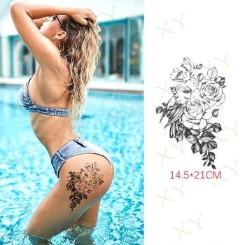 Impermeabil Tatuaj Temporar Autocolant Luna Lion King Flash Tattos Aripă De Înger, Floare, Pasăre Body Art Brațul False, Tatuaj Femei Bărbați Imagine 5