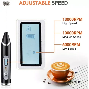 LCD Spumant de Lapte Portabil USB Reîncărcabilă 3-Viteza de Spumă Filtru,Electric Teluri Mixer Blender pentru Cafea Ou Lapte Imagine 5