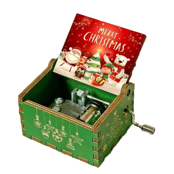 Lemn Manivela Music Box Crăciun Fericit Prezent Pictate, Sculptate Caseta De Muzică Festivalul De Ornament Papusa Casa Decor De Anul Nou Cadouri Imagine 5