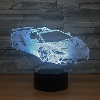 Mașină de jucărie 3d Lumina de Noapte Lângă Lampă de Control de la Distanță Reglabilă 7 Culori Cablu USB Smart Touch de Birou LED-uri Lampa de Masa Cadou de Ziua de nastere Imagine 5