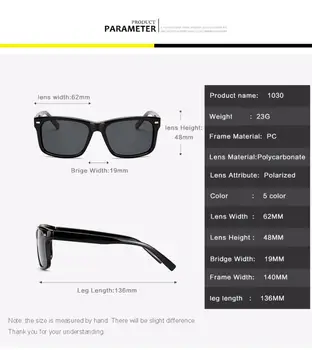 N271 Unisex ochelari de Soare Barbati Femei de Brand Designer de Real Polarizate UV400 Pătrat ochelari de Soare pentru Pescuit Sportiv în aer liber Imagine 5