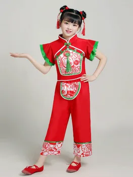 Naționale Tradiționale Yangko Dans Purta Copii Antic Chinez Dansatoare Purta Clasice Fete Orientale De Anul Nou Fan Dance Tinuta Imagine 5