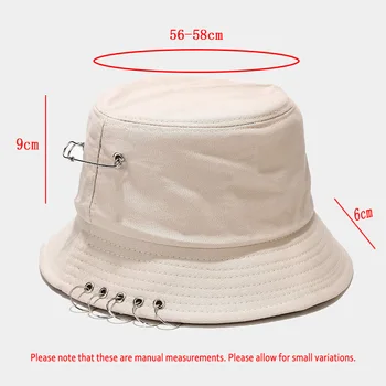 Noi Bumbac Pălărie Găleată de Cinci-Pin inel de Pescar Palarie de Vara pentru Femei de protecție Solară Bărbați Panama Șapcă de Soare, Pălărie de Protecție Pliabil Unisex Imagine 5