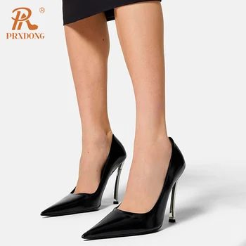 PRXDONG Nou Sexy pentru Femei Pantofi de Primavara-Vara Qulaity din Piele Tocuri Ascuțite Toe Negru Roz Rochie de Petrecere, Pantofi de Nunta Pompe Imagine 5