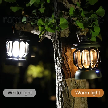 Retro Portabil LED Camping Lanternă Reîncărcabilă Mini Perdeaua de Lumină Epocă Tabără de Lampa cu 3 Moduri de Iluminare Estompat în aer liber Lampa de Cort Imagine 5