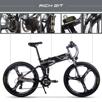 RichBit RT-860 Biciclete Electrice 250W 36V 26 inch Munte, Plajă, Zăpadă Biciclete Electrice 12.8 AH Baterie Litiu Pliere Biciclete Electrice Imagine 5