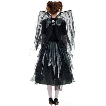 Scary Halloween Femei Negru Îngerii Căzuți Schelet Costume De Sex Feminin Zombie Demon Cosplay Carnaval De Purim Joc De Rol Rochie De Petrecere Imagine 5