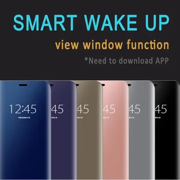 Smart Piele Flip Stand Oglindă Caz Pentru Samsung Galaxy S8 S9 Plus S7 S6 Edge Nota 8 Galaxy j5 j7 2017 UE Versiune Caz Acoperire 360 Imagine 5