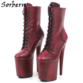 Sorbern 17Cm Python Stripteuză Cizme cu Toc Femei Pol de Dans Pantofi Platforma 15Cm, 20Cm 23Cm Tocuri inalte Cizme mai Multe Culori Imagine 5