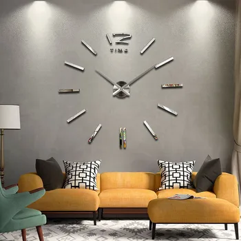 Supradimensionate oglinda acrilica 3D ceas de perete cu design modern creative DIY ceas de perete camera de zi cuarț pin Europene ceas de perete digital Imagine 5