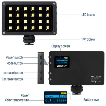 Viltrox RB08 Bi-color 2500K-8500K Video Mini LED Portabil Umple de Lumină Built-in Baterie de Telefon aparat de Fotografiat de Fotografiere Studio Imagine 5