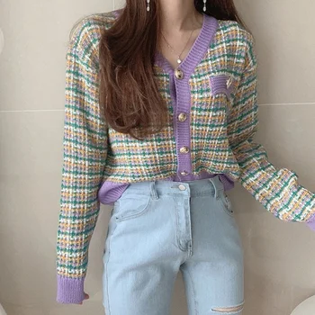Vintage Cardigane Tricotate Pulover Femei Kawaii Tweed Pulover Toamna Iarna coreean Pulover Retro Tricotaje Haine Topuri Y720 Imagine 5