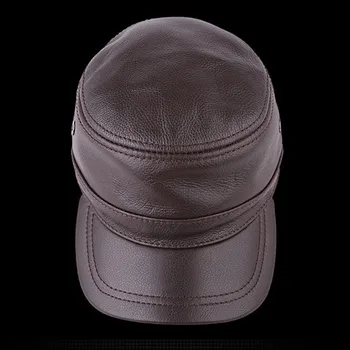 XdanqinX Dimensiuni Reglabile Barbati din Piele Hat Armată Militar Pălării 2019 Toamna piele de Vacă din Piele Capace Plate Pentru Bărbați Snapback Cap Imagine 5