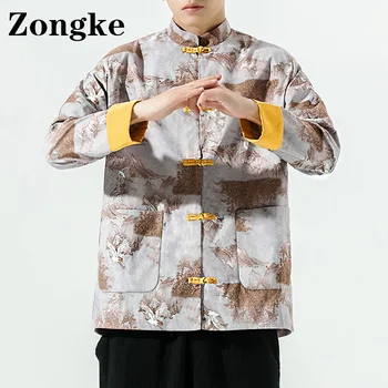Zongke Stil Chinezesc Sacou Casual Barbati Haine Stil coreean Mens Jacheta Haina Streetwear 5XL 2022 Primăvară Noi Sosiri Imagine 5