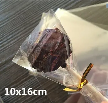 200pcs/lot 10x16cm Transparente Plate de Top Deschis Lollipop de Copt Cookie Mic Tort Cadou de Ambalare Pungă de Celofan Pop Pachet Saci Imagine 0