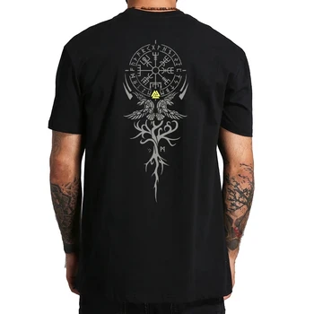 La Vegvisir T-shirt se Toarnă Avec Inscripția Rune Viking Rabe Raven Yggdrasil Weltesche Valhalla Rising Walhalla Bărbați Îmbrăcăminte Tee Imagine 0